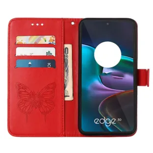 ART BUTTERFLY Peňaženkový kryt Motorola Edge 30 červený