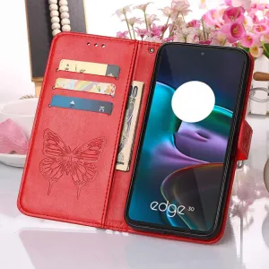 ART BUTTERFLY Peňaženkový kryt Motorola Edge 30 červený