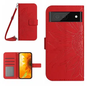 ART SUNFLOWER Peňaženkové puzdro s remienkom Google Pixel 7 Pro červený