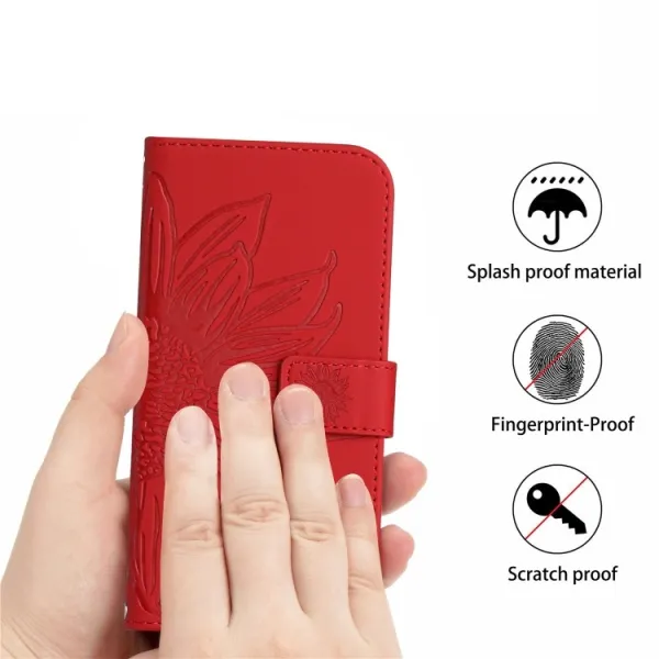 ART SUNFLOWER Peňaženkové puzdro s remienkom Motorola Edge 30 Neo červený