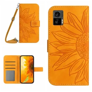 ART SUNFLOWER Peňaženkové puzdro s remienkom Motorola Edge 30 Neo žltý