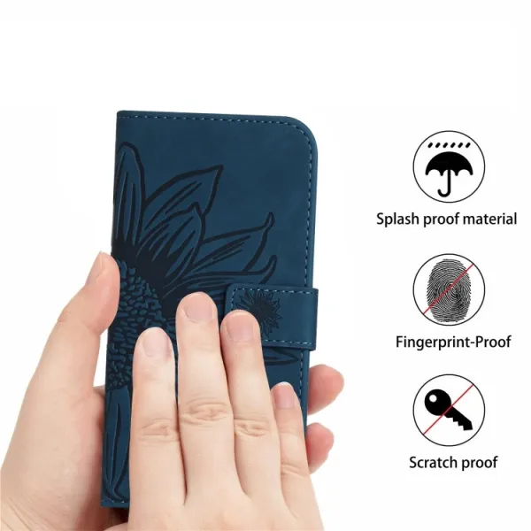 ART SUNFLOWER Peňaženkové puzdro s remienkom Motorola Edge 30 Neo modrý