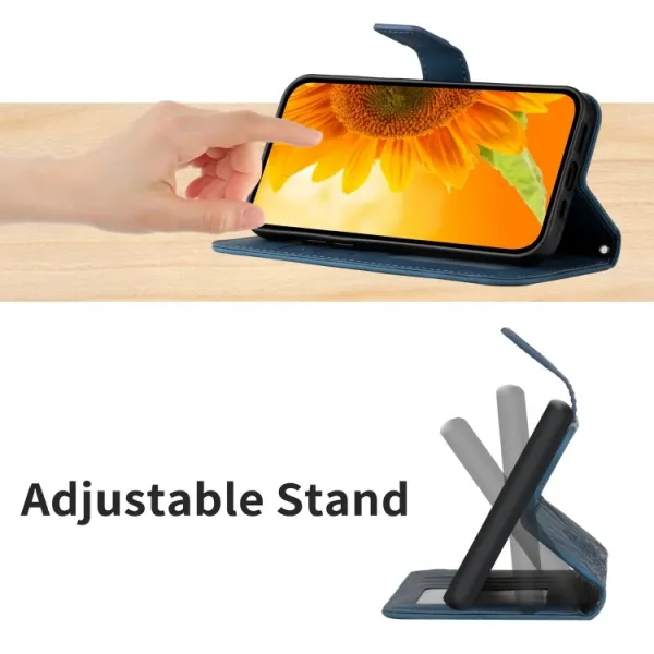 ART SUNFLOWER Peňaženkové puzdro s remienkom Motorola Edge 30 Neo modrý