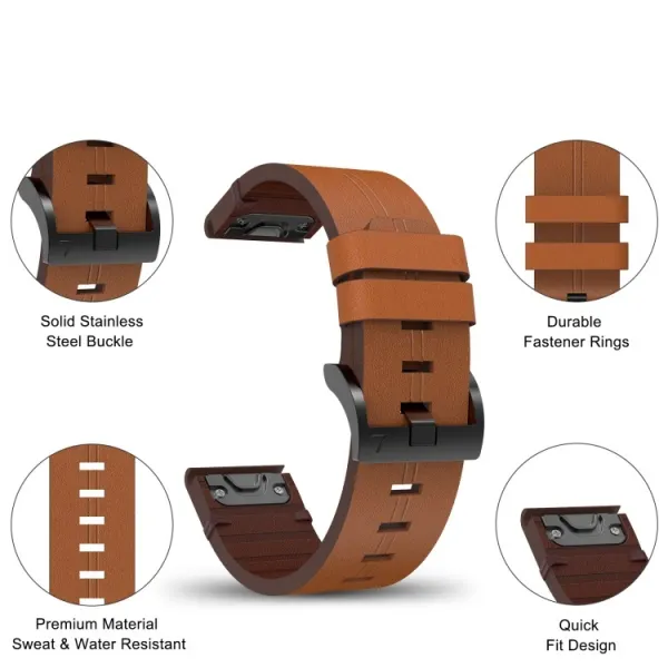LEATHER Kožený remienok Garmin Fenix 7 / 7 Solar / 7 Sapphire hnedý