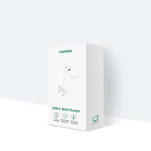 Ugreen CD170 sieťová nabíjačka USB-C / USB QC 4.0 PD 36W , biela (60468 CD170)