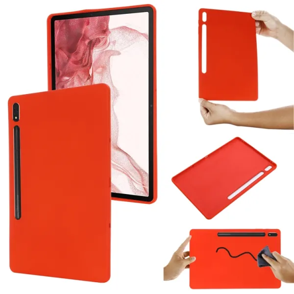 RUBBER Ochranný kryt pre Samsung Galaxy Tab S8+ / S7+ / S7 FE červený