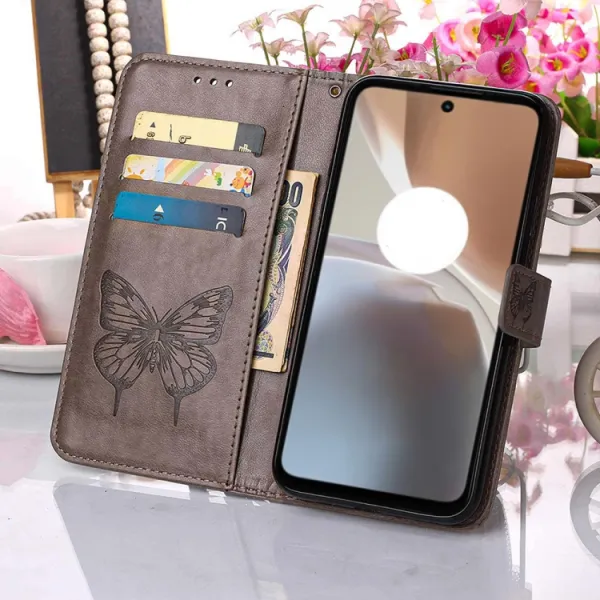 ART BUTTERFLY Peňaženkový kryt Motorola Moto G32 šedý