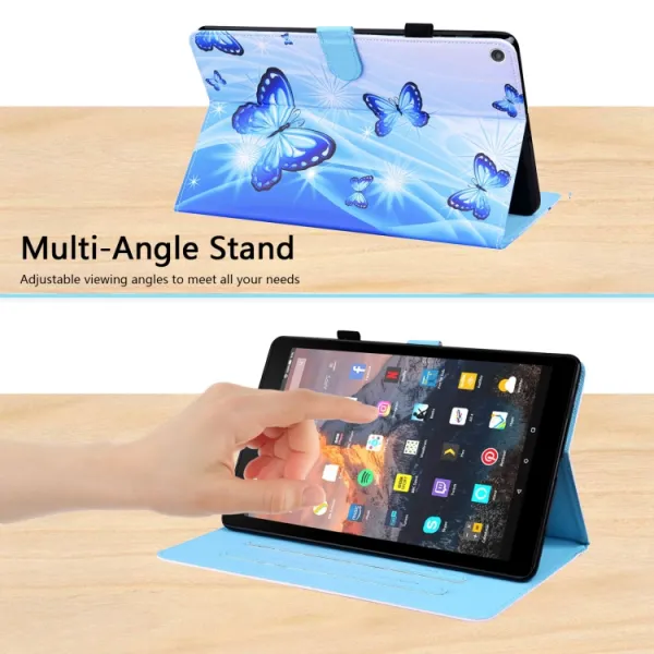 ART Zaklápací obal Amazon Kindle Fire HD 10 2019 / 2017 (9. generácia / 7. generácia) BLUE BUTTERFLIES