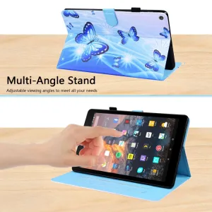 ART Zaklápací obal Amazon Kindle Fire HD 10 2019 / 2017 (9. generácia / 7. generácia) BLUE BUTTERFLIES