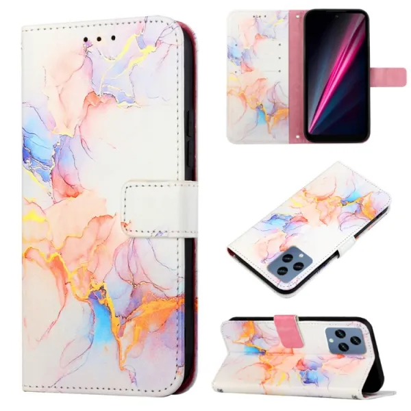 ART MARBLE Peňaženkový kryt T Phone / T Phone 2023 WHITE ORANGE