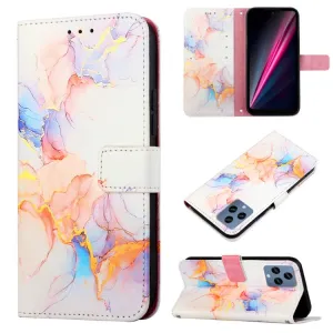 ART MARBLE Peňaženkový kryt T Phone / T Phone 2023 WHITE ORANGE