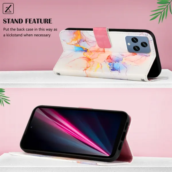 ART MARBLE Peňaženkový kryt T Phone / T Phone 2023 WHITE ORANGE