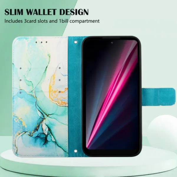 ART MARBLE Peňaženkový kryt T Phone Pro / T Phone Pro 2023 GREEN
