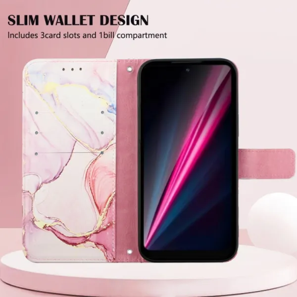 ART MARBLE Peňaženkový kryt T Phone Pro / T Phone Pro 2023 ROSE GOLD