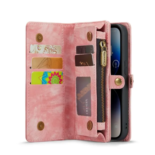 WALLET Ochranný kryt s peňaženkou 2v1 pre Apple iPhone 14 Pro ružový