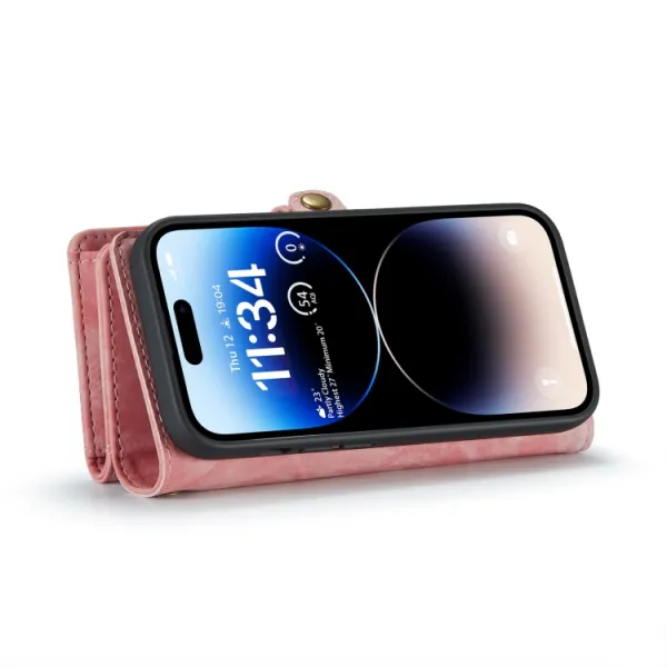 WALLET Ochranný kryt s peňaženkou 2v1 pre Apple iPhone 14 Pro ružový