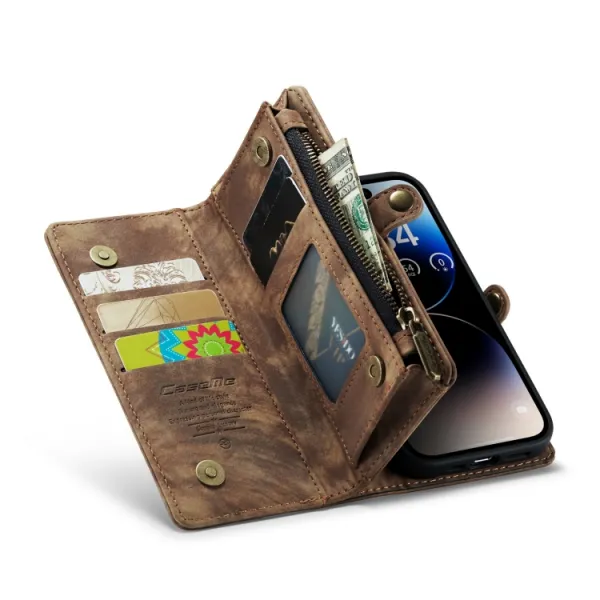 WALLET Ochranný kryt s peňaženkou 2v1 pre Apple iPhone 14 Pro hnedý