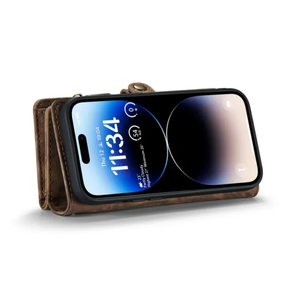 WALLET Ochranný kryt s peňaženkou 2v1 pre Apple iPhone 14 Pro hnedý
