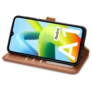 LEATHER BUCKLE Peňaženkový obal Xiaomi Redmi A1 / Redmi A2 hnedý