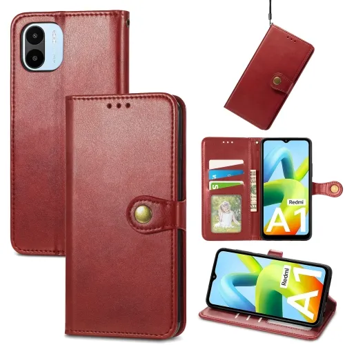 LEATHER BUCKLE Peňaženkový obal Xiaomi Redmi A1 / Redmi A2 červený