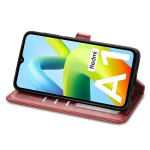 LEATHER BUCKLE Peňaženkový obal Xiaomi Redmi A1 / Redmi A2 červený