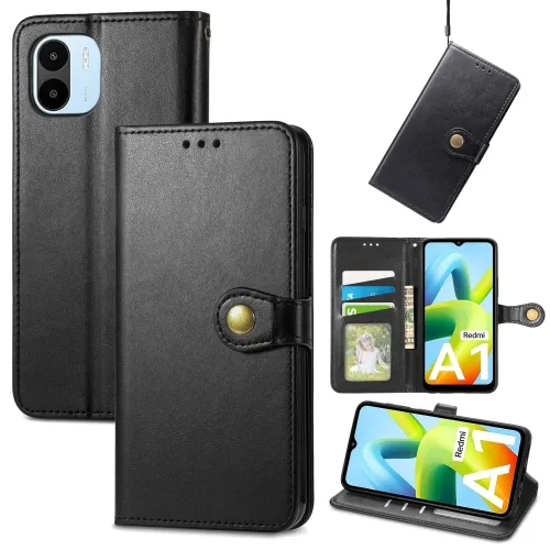 LEATHER BUCKLE Peňaženkový obal Xiaomi Redmi A1 / Redmi A2 čierny