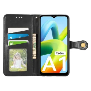 LEATHER BUCKLE Peňaženkový obal Xiaomi Redmi A1 / Redmi A2 čierny