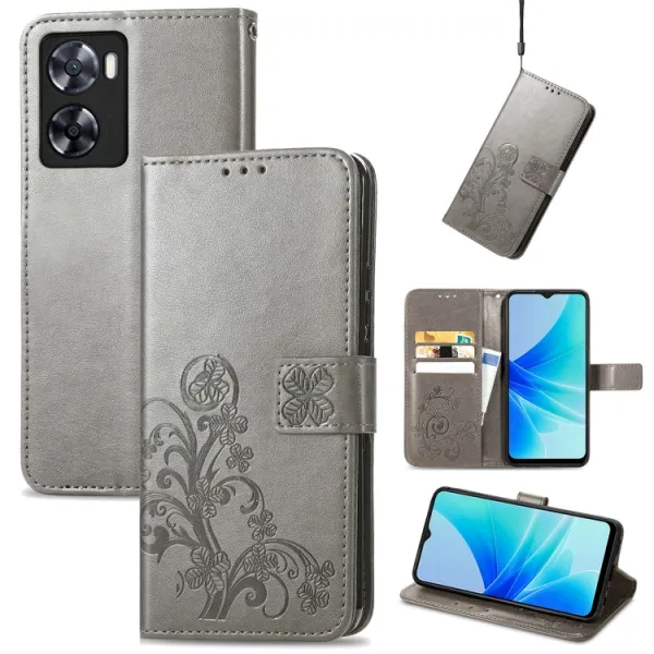 ART FLOWERS Peňaženkový kryt Oppo A57 šedý