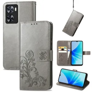 ART FLOWERS Peňaženkový kryt Oppo A57 šedý