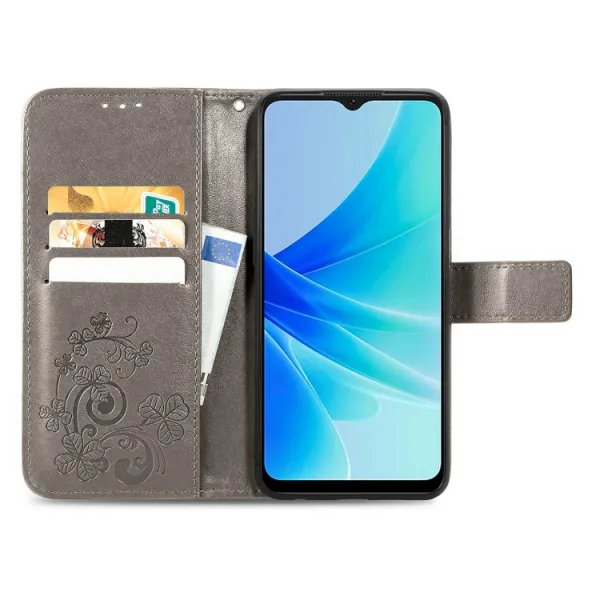 ART FLOWERS Peňaženkový kryt Oppo A57 šedý