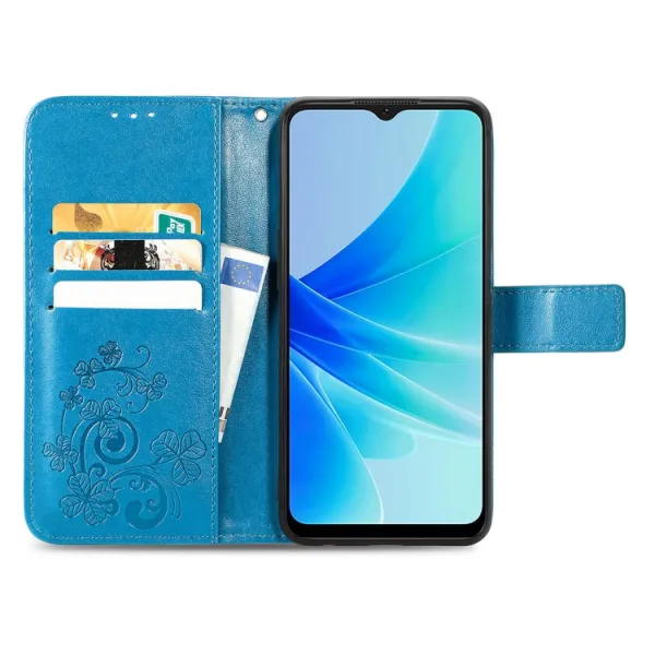 ART FLOWERS Peňaženkový kryt Oppo A57 modrý