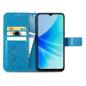 ART FLOWERS Peňaženkový kryt Oppo A57 modrý