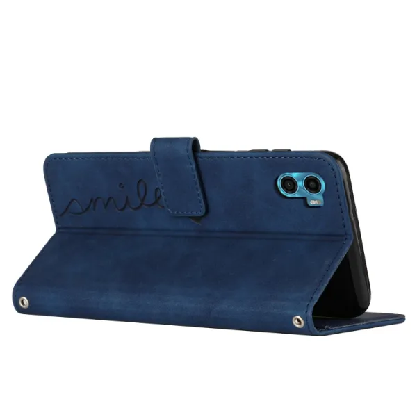ART SMILE Peňaženkový kryt so šnúrkou Motorola Moto E22s modrý