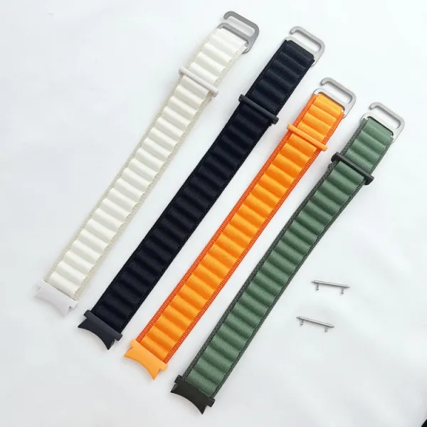 NYLON Remienok pre Samsung Galaxy Watch 5 (40mm / 44mm) 5 Pro 45mm biely