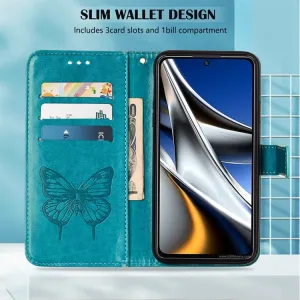 ART BUTTERFLY Peňaženkový obal pre Tecno Camon 18 modrý