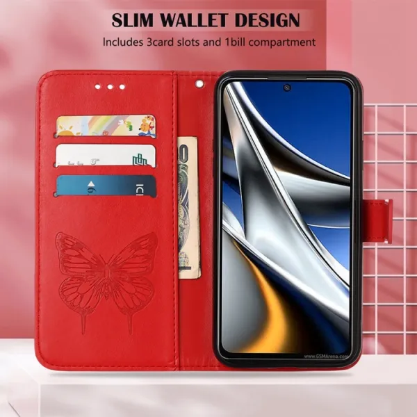 ART BUTTERFLY Peňaženkový obal pre Tecno Camon 18 červený