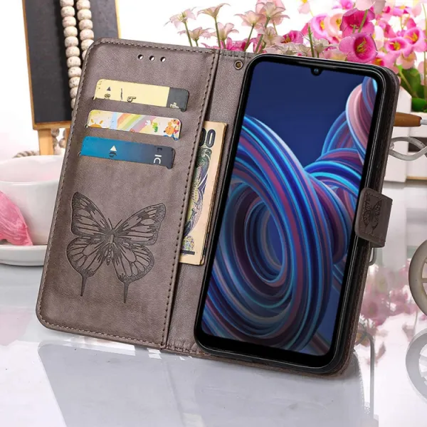 ART BUTTERFLY Peňaženkový kryt ZTE Blade A72 (nevhodné pre verziu A7040) šedý