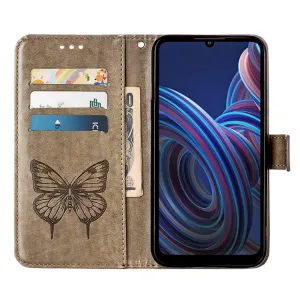 ART BUTTERFLY Peňaženkový kryt ZTE Blade A72 (nevhodné pre verziu A7040) šedý