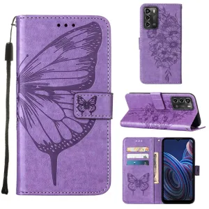 ART BUTTERFLY Peňaženkový kryt ZTE Blade A72 (nevhodné pre verziu A7040) fialový