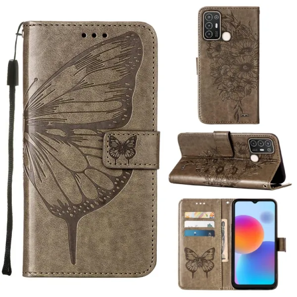 ART BUTTERFLY Peňaženkový kryt ZTE Blade A52 šedý