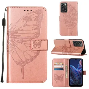ART BUTTERFLY Peňaženkový kryt ZTE Blade A72 (nevhodné pre verziu A7040) ružový