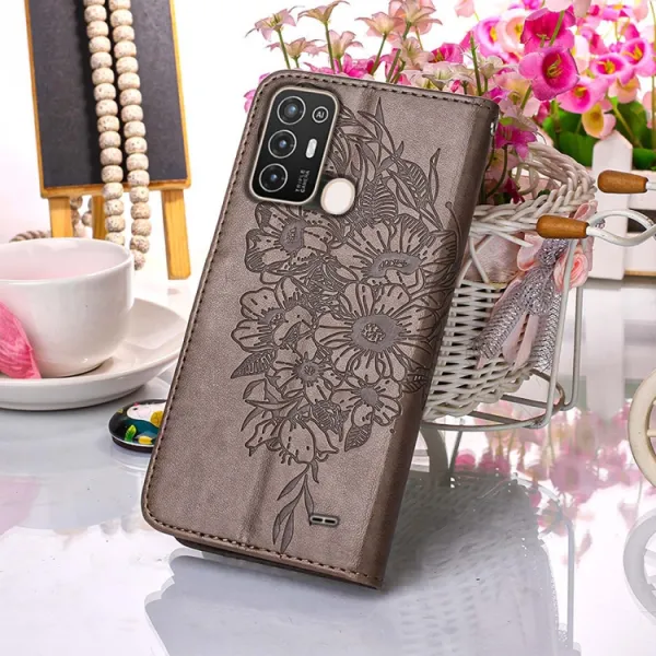 ART BUTTERFLY Peňaženkový kryt ZTE Blade A52 šedý