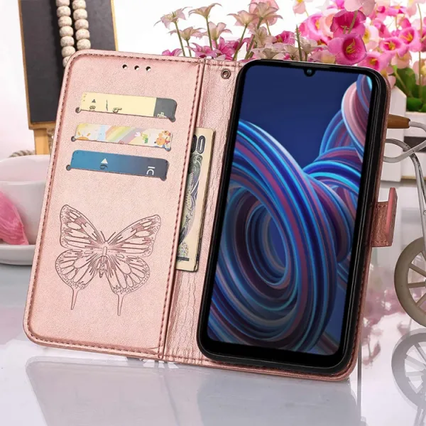 ART BUTTERFLY Peňaženkový kryt ZTE Blade A72 (nevhodné pre verziu A7040) ružový