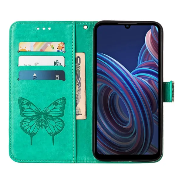 ART BUTTERFLY Peňaženkový kryt ZTE Blade A72 (nevhodné pre verziu A7040) zelený