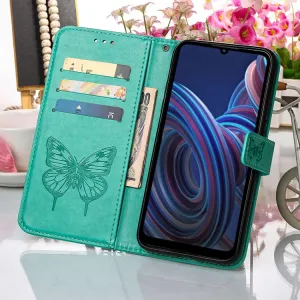 ART BUTTERFLY Peňaženkový kryt ZTE Blade A72 (nevhodné pre verziu A7040) zelený