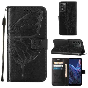 ART BUTTERFLY Peňaženkový kryt ZTE Blade A72 (nevhodné pre verziu A7040) čierny