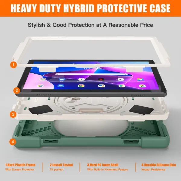 SOLID Odolný kryt pre Lenovo Tab M10 3. generácia (TB328FU / TB328XU) tmavozelený