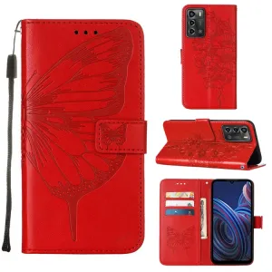 ART BUTTERFLY Peňaženkový kryt ZTE Blade A72 (nevhodné pre verziu A7040) červený