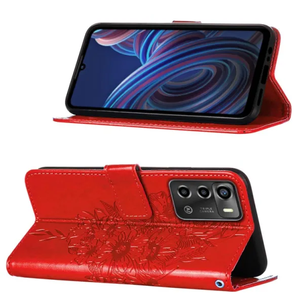 ART BUTTERFLY Peňaženkový kryt ZTE Blade A72 (nevhodné pre verziu A7040) červený