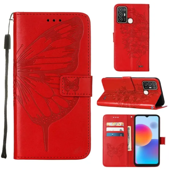 ART BUTTERFLY Peňaženkový kryt ZTE Blade A52 červený
